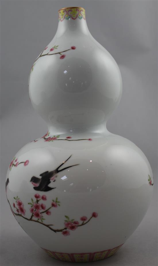 A Chinese famille rose double gourd vase, Daoguang mark but later, 26.5cm